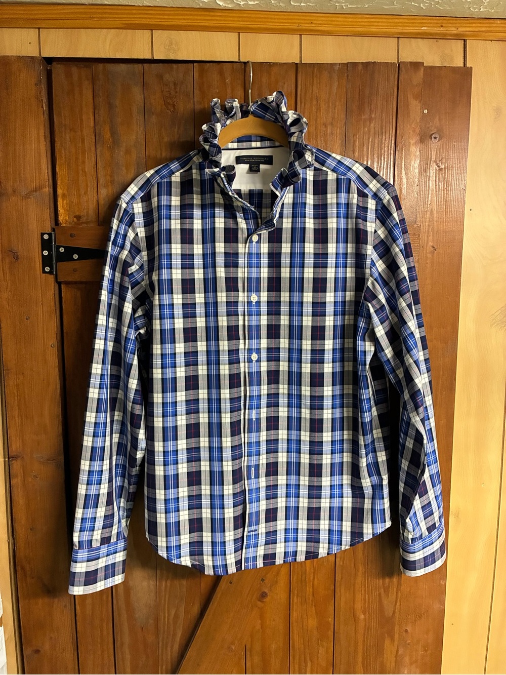 Banana Republic Blue and White Plaid Button-Down Shirt